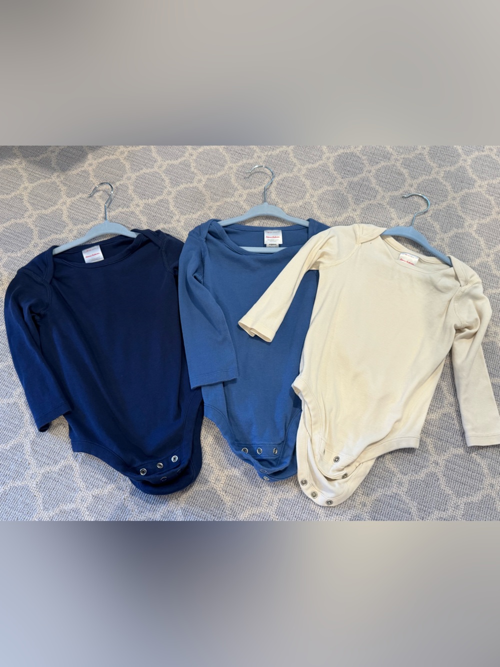 Hanna Andersson Long-Sleeve Bodysuit Set - Navy, Blue, Cream